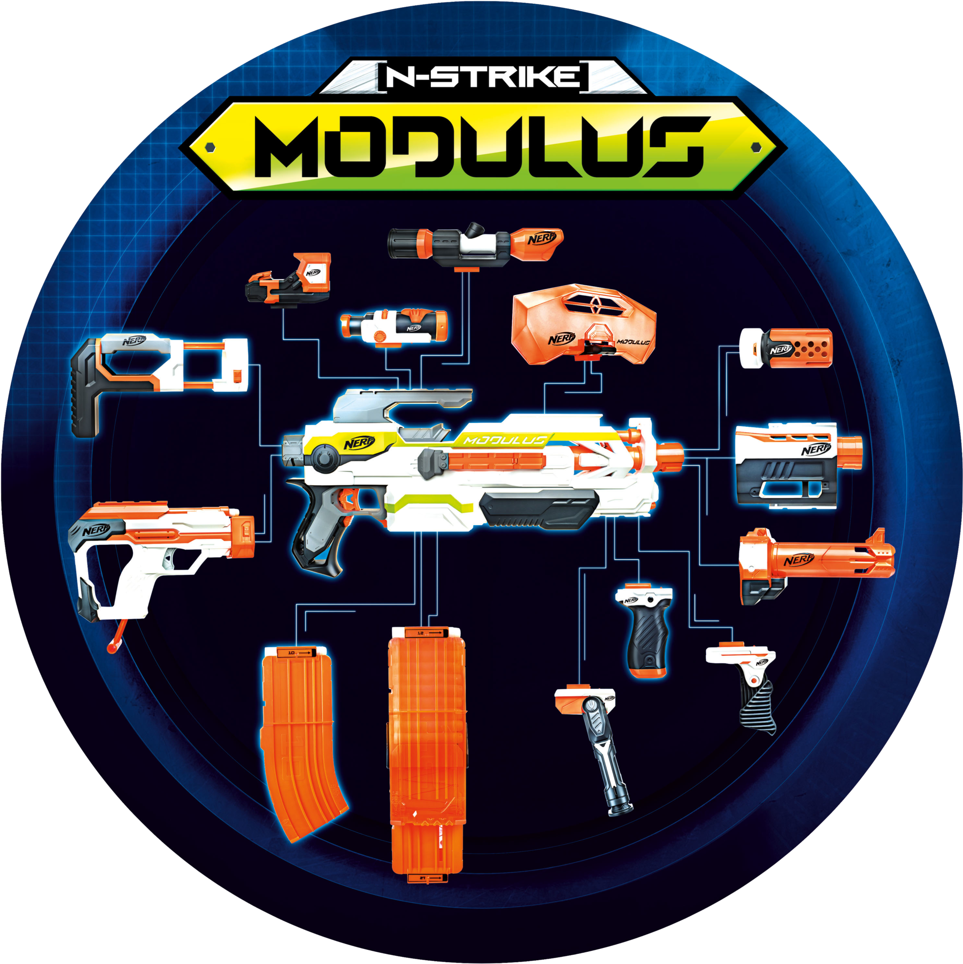 Here's ◊ A - Nerf N Strike Modulus Custom (2000x1995), Png Download