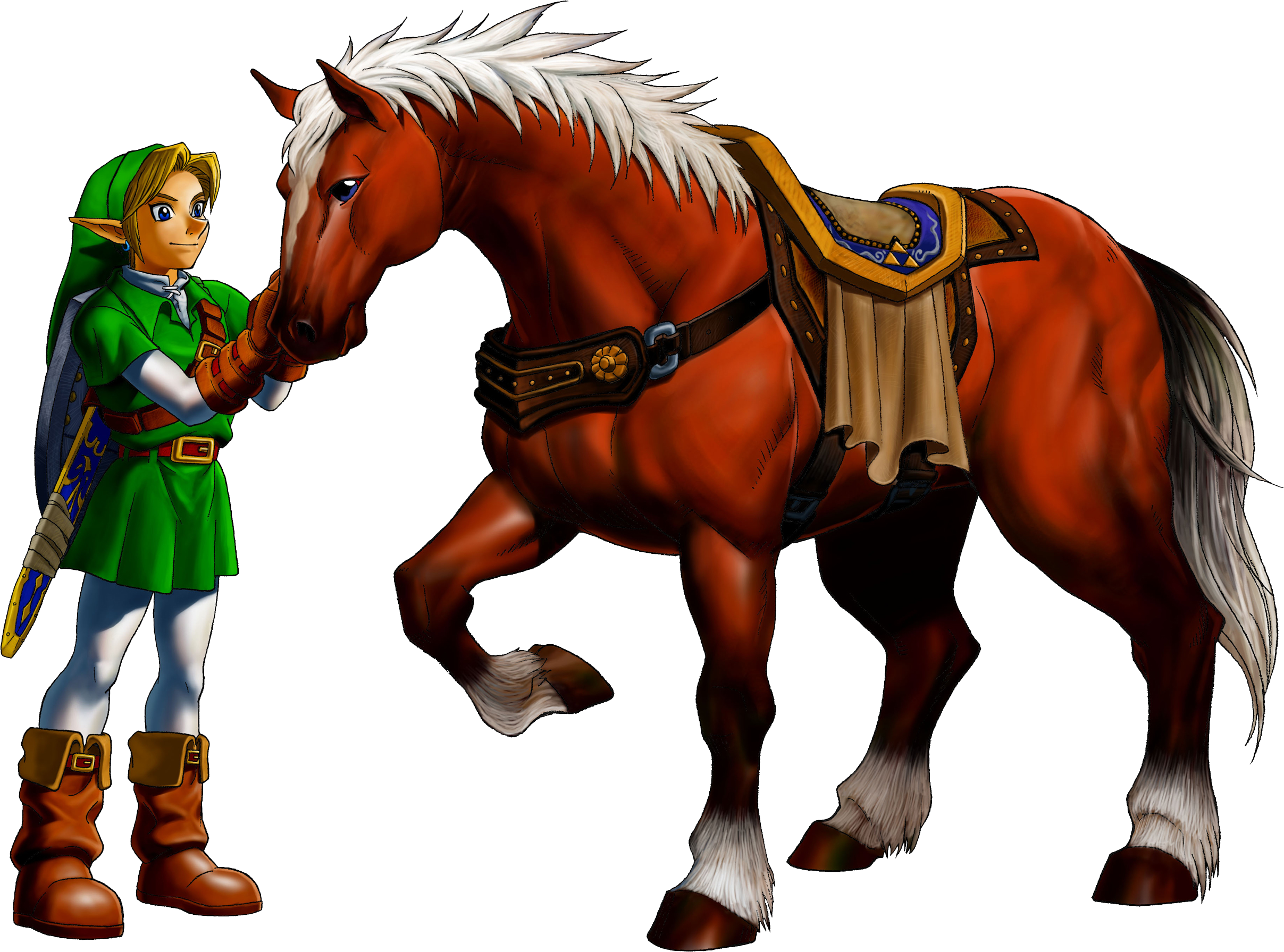 Epona And Link Zelda Oot Render Art - Legend Of Zelda Ocarina Of Time 3ds Link (2415x1791), Png Download