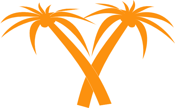Orange Palm Tree Silhouette (600x369), Png Download