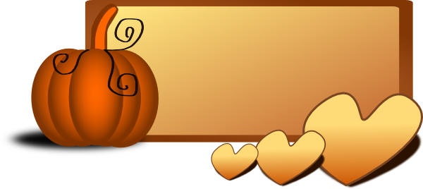 Pumpkin With Hearts Banner Clipart Png For Web (600x268), Png Download