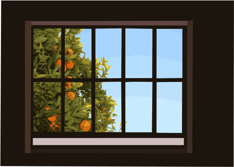 Window Orange Tree Clipart - Schneidebrett Orangenbaum Big Box Art (800x573), Png Download