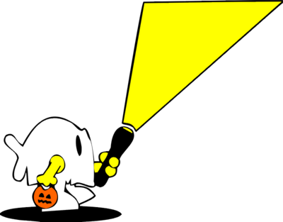 Flashlight Image Trick Or Treater Halloween Clip Art - Trick Or Treat With Flashlight (400x313), Png Download