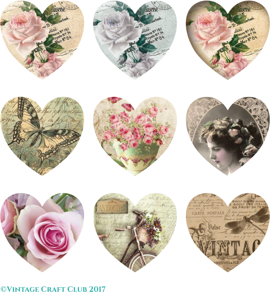 Vintage Valentine Heart Printables (1000x1414), Png Download