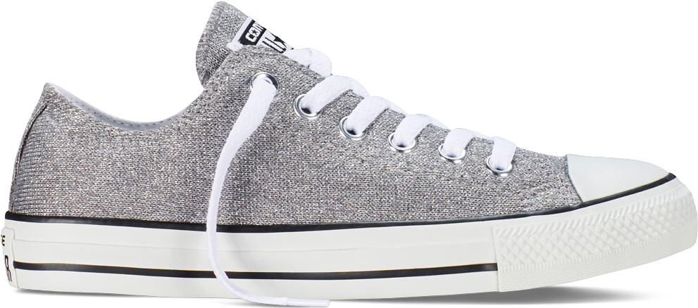 Chuck Taylor All Star Sparkle Knit Silver/white/black - All Star Silver Converse (1000x1000), Png Download