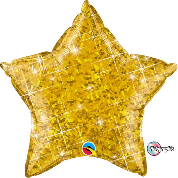 Gold Holographic Star 20" Foil Balloon - 20" Jewel Red Holographic Star Balloon (600x600), Png Download
