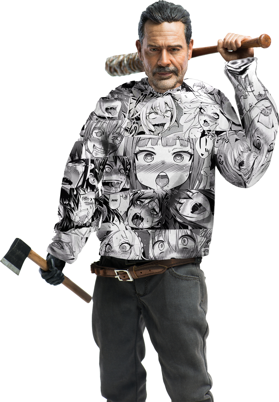 New Negan Alt Costume Leaked - Funny Cartoon Ahegao Anime 3d Print Men's Sport Street (978x1407), Png Download