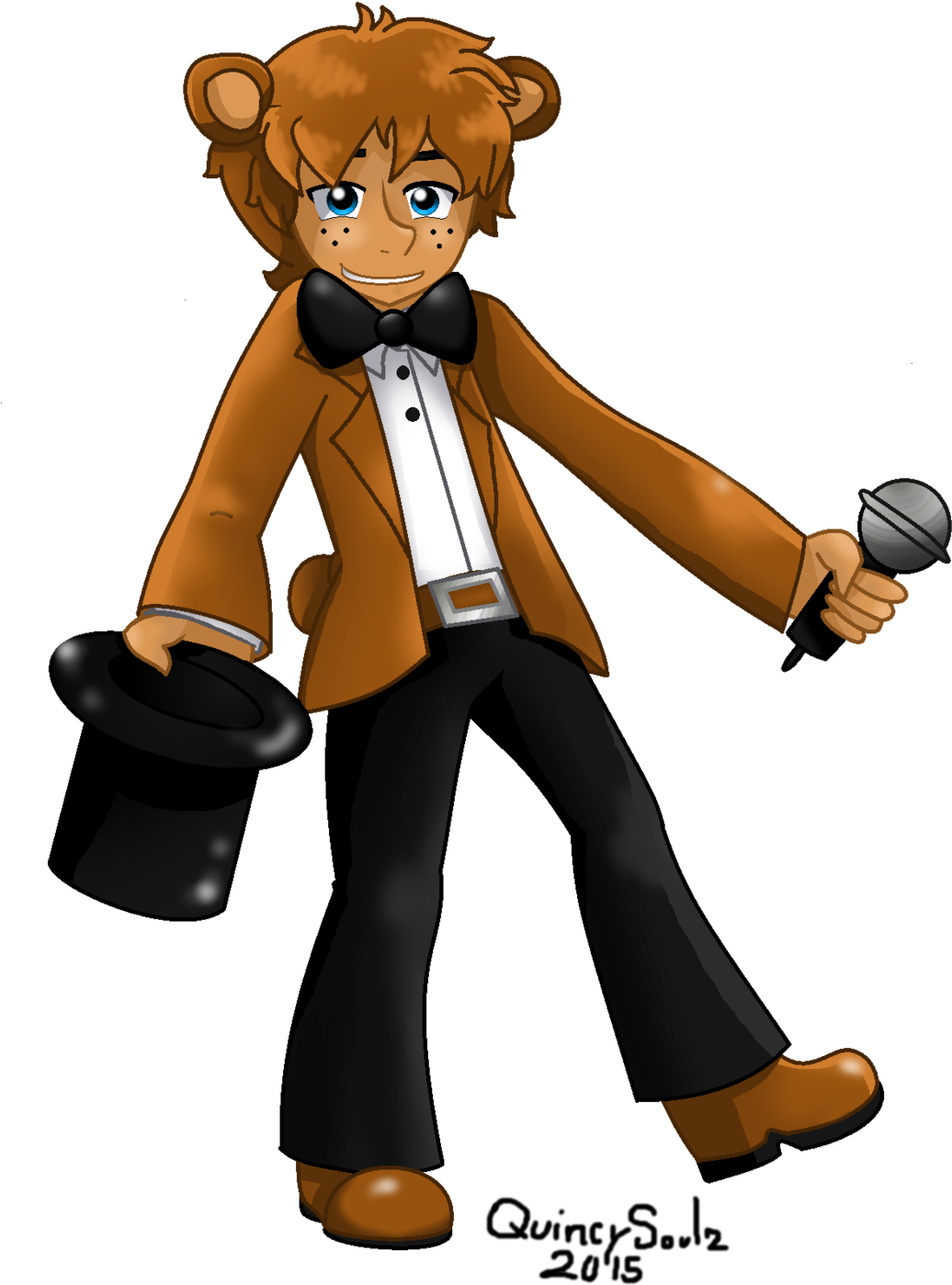 Clipart Black And White Fazbear By Quincysoulz On Deviantart - Freddy Fazbear As A Human (1280x1494), Png Download