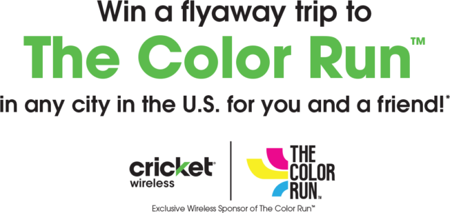 Win A Trip To A Color Run Event Of Your Choice Enter - Cricket Wireless - Universal Sim Card Activation Kit (652x309), Png Download