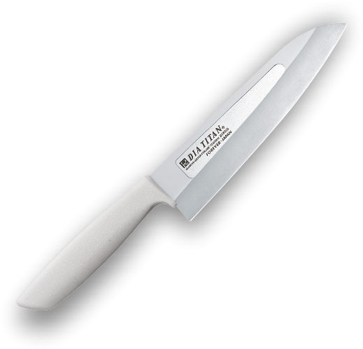 Diamond Titanium 3d Knife 180mm With Diamond Sharpener - Made In Japan (600x567), Png Download