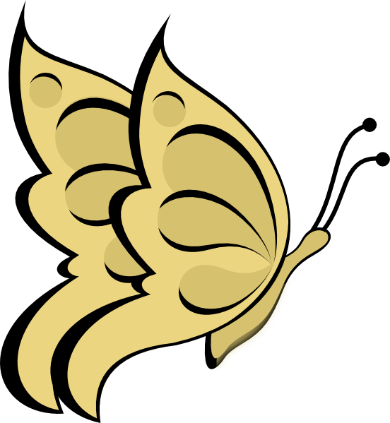 Golden Butterfly Clipart - Butterfly Clip Art (552x599), Png Download