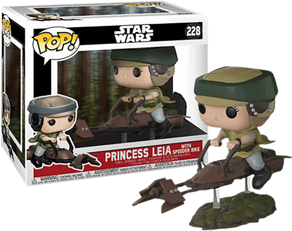 Princess Leia On Speeder Bike Deluxe Pop Vinyl Figure - Funko Pop Luke Skywalker With Speeder Bike (600x600), Png Download