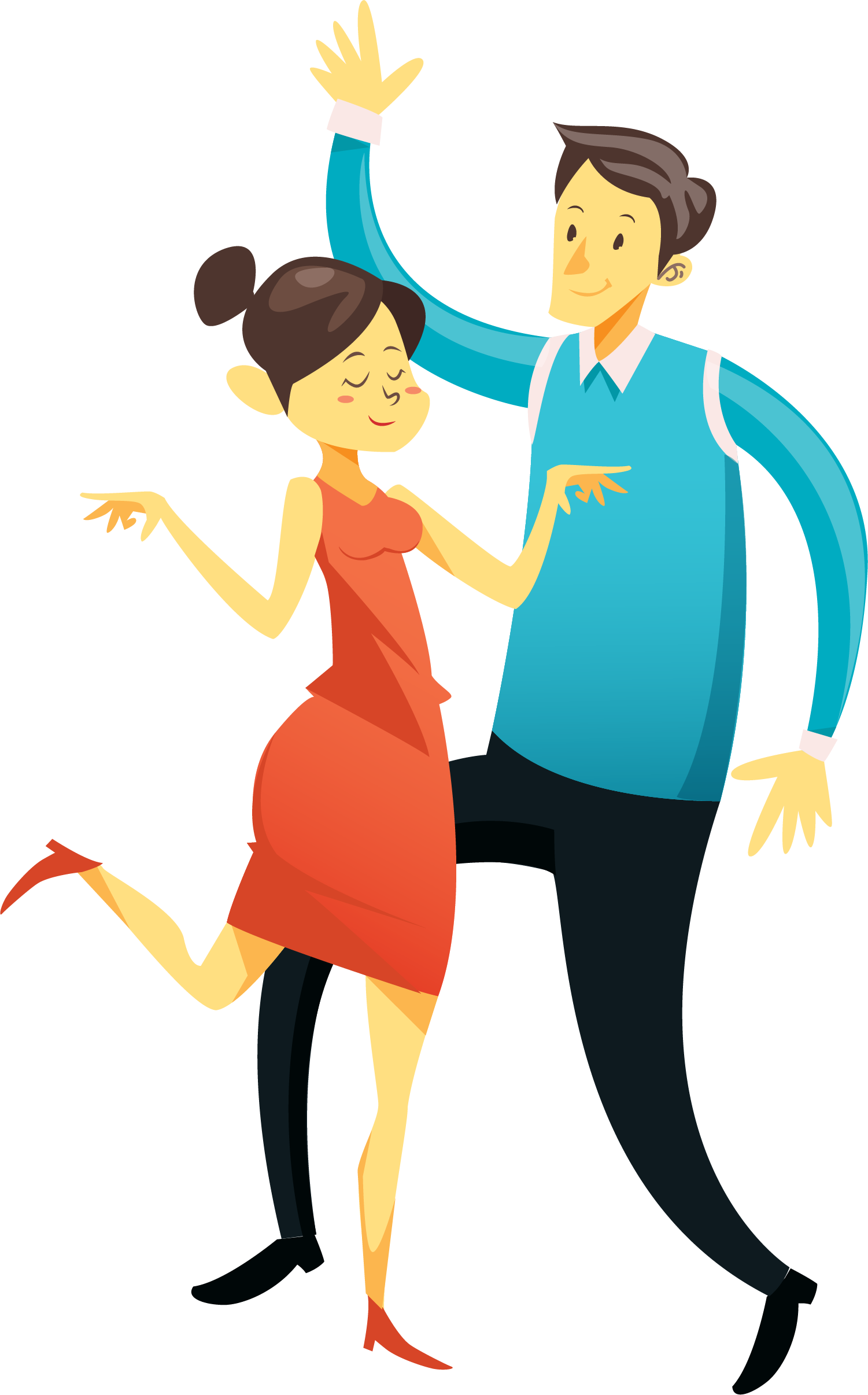 Cartoon Characters Men And Women Transprent Png - Dance Party Cartoon Png (1501x2412), Png Download