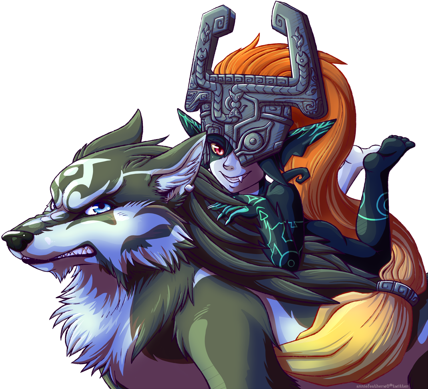 Fan - Legend Of Zelda Link And Midna (1500x1363), Png Download
