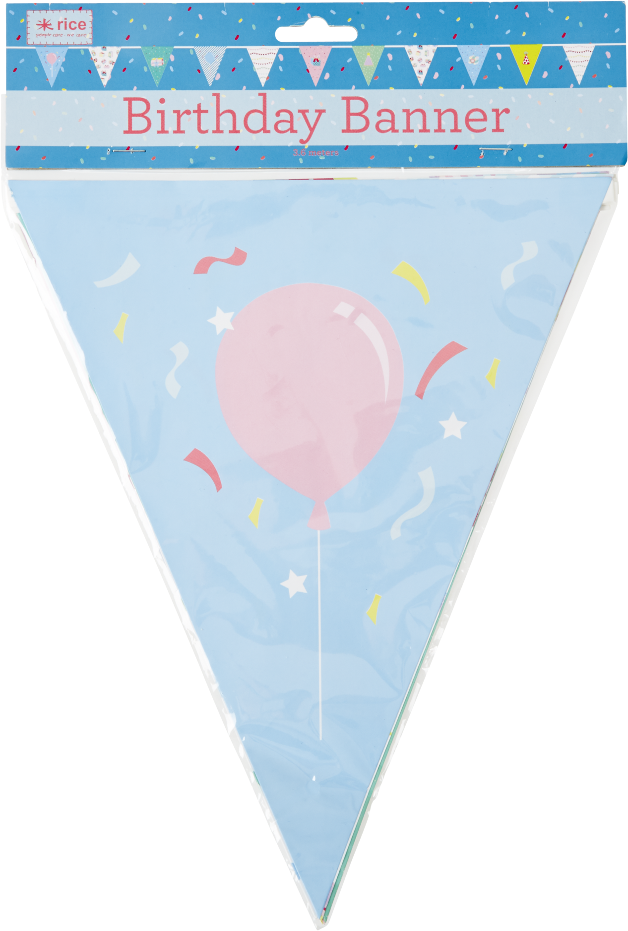 Rice Wimpelgirlande Happy Birthday (blau) (2000x2000), Png Download