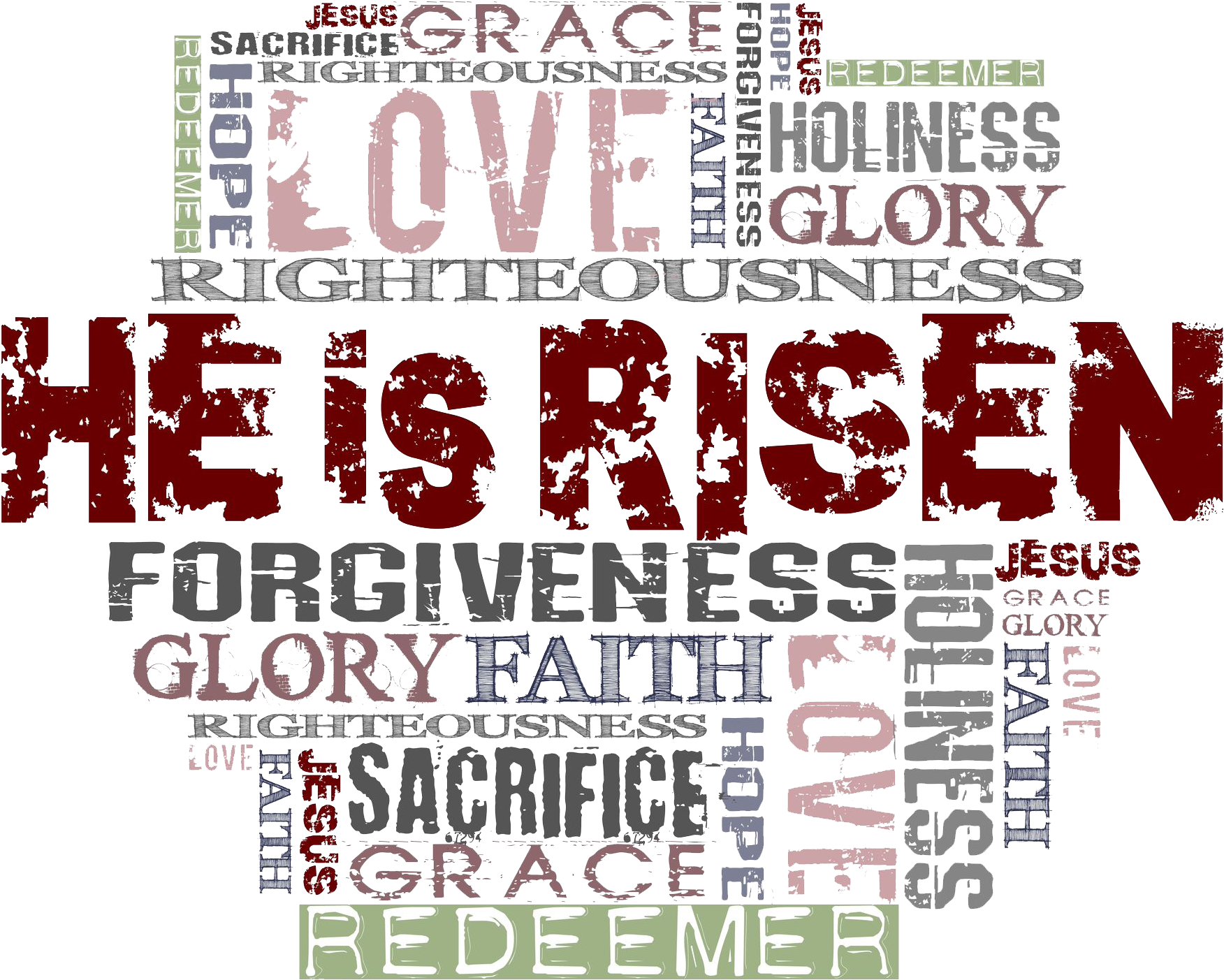 Easter Sunday Services - Risen Words (2048x2048), Png Download