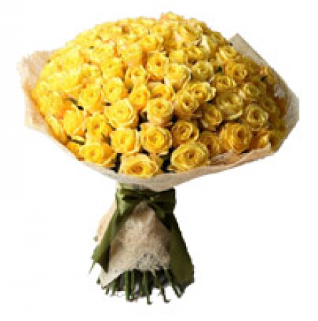 Yellow Roses Bouquet 50 Flowers - 100 Yellow Rose Bouquet (600x450), Png Download