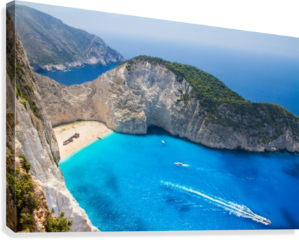Navagio Beach With Shipwreck Against Sunset On Zakynthos - Navagio Bay (429x344), Png Download