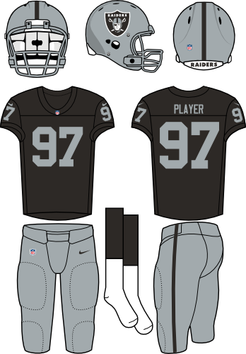 Oakland Raiders - New York Jets Home Uniform (348x500), Png Download