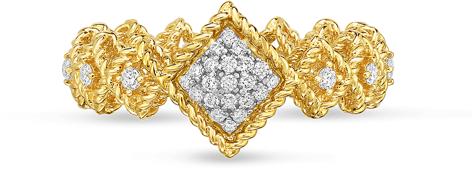 Center Diamond Band - Roberto Coin Diamond, Genuine Crystal & 18k Yellow (1600x1600), Png Download