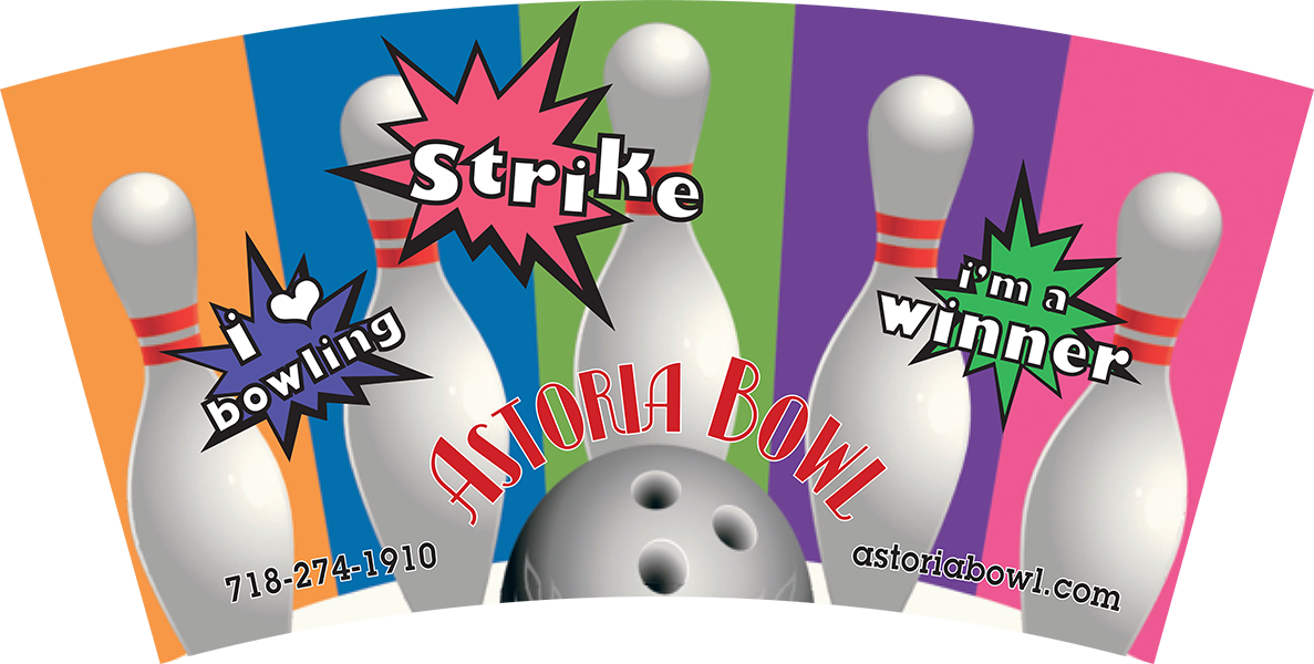 Astoria Bowling Souvenir Kids Cup Artwork - Bowling Souvenir (1187x600), Png Download
