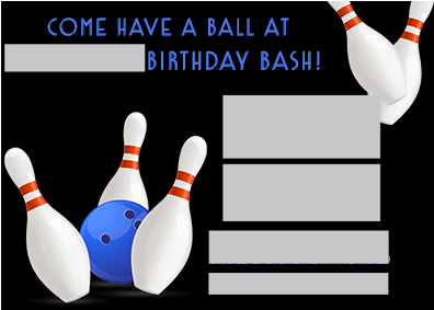 Error Message - Bowling, Birthday Party, Invitations, Boys, Blue, White, (400x400), Png Download