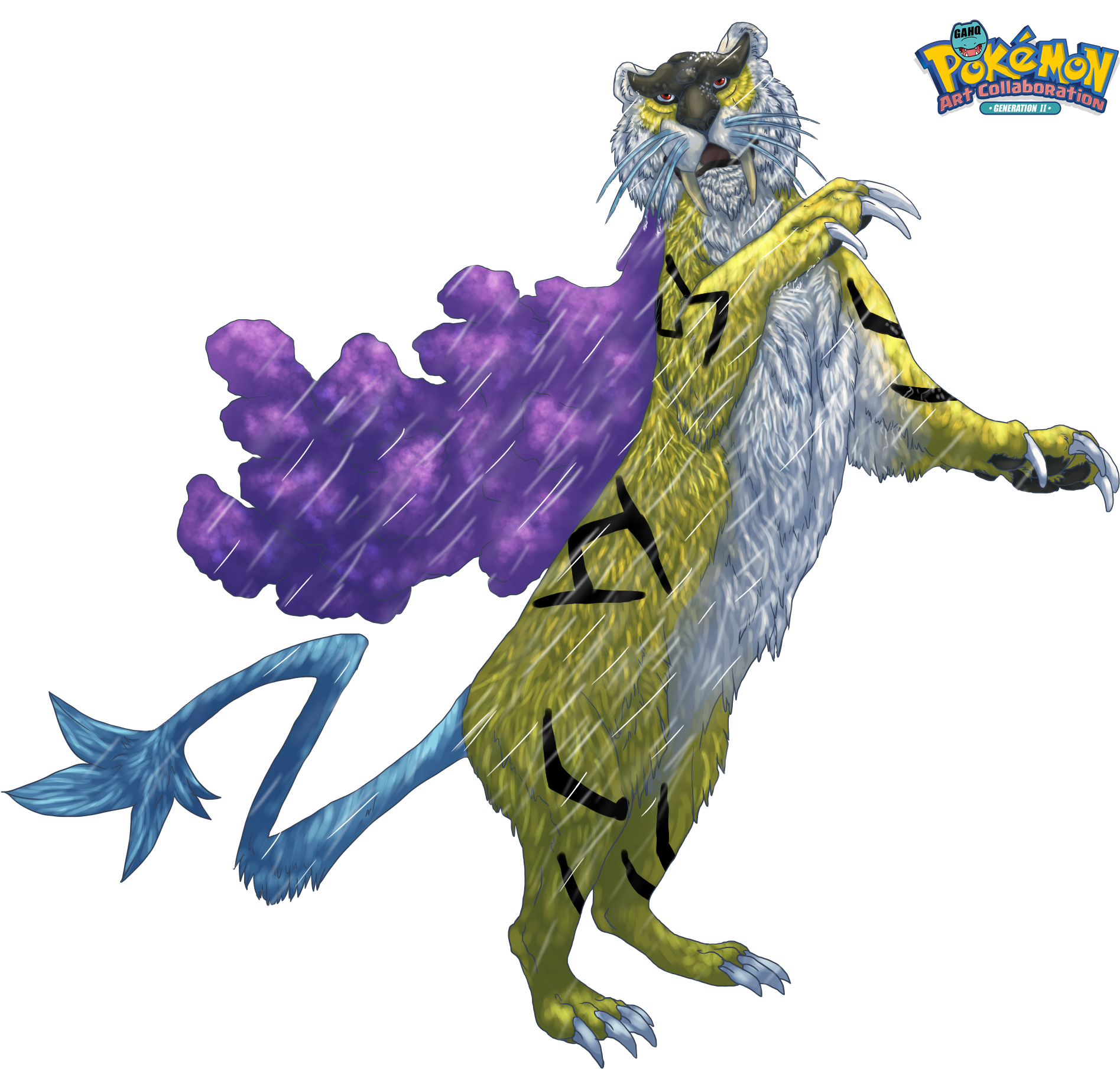 #243 Raikou Used Rain Dance And Thunder In The Game - Game-art-hq (1923x1816), Png Download