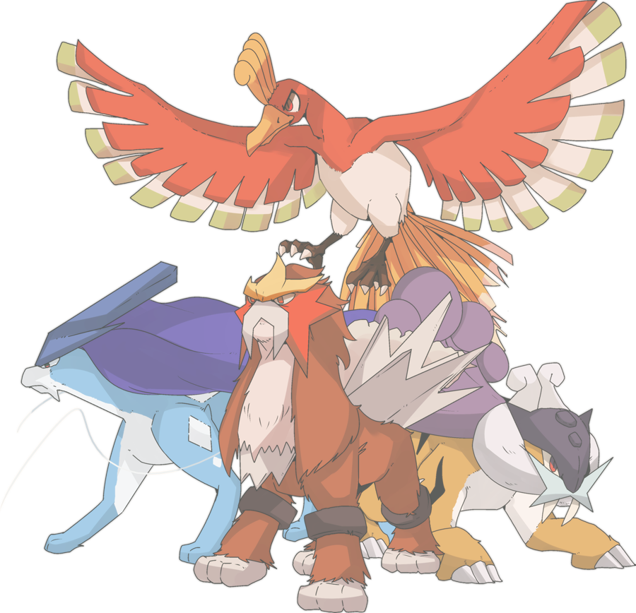 Legends Of Johto Commission Entei, Suicune, Raikou, - Entei Raikou Suicune Ho Oh (900x868), Png Download