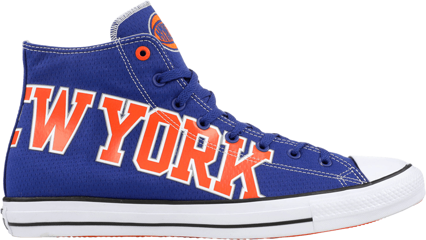 Chuck Taylor All Star Hi 'new York Knicks' - New York Knicks Converse Blue High Top Sneakers (850x479), Png Download