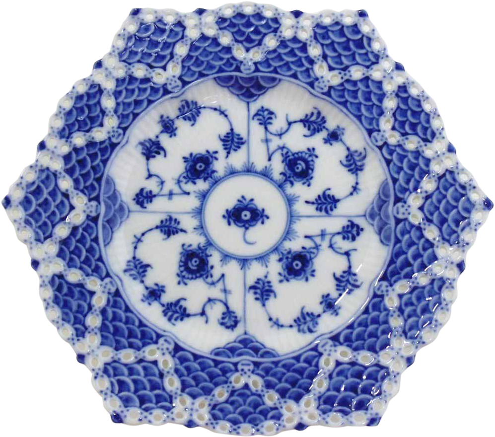 Royal Copenhagen Blue Fluted Double Lace Plate - Royal Copenhagen Blue Fluted Full Lace 8.25" Plate (996x996), Png Download