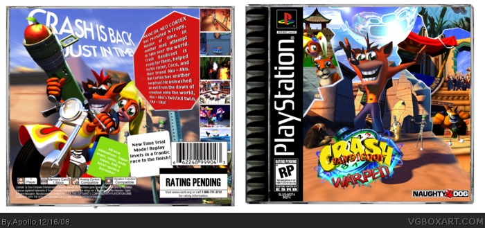 Crash Bandicoot 3 Warped Playstation Box Art Cover - Crash Bandicoot Warped [playstation Game] (700x329), Png Download
