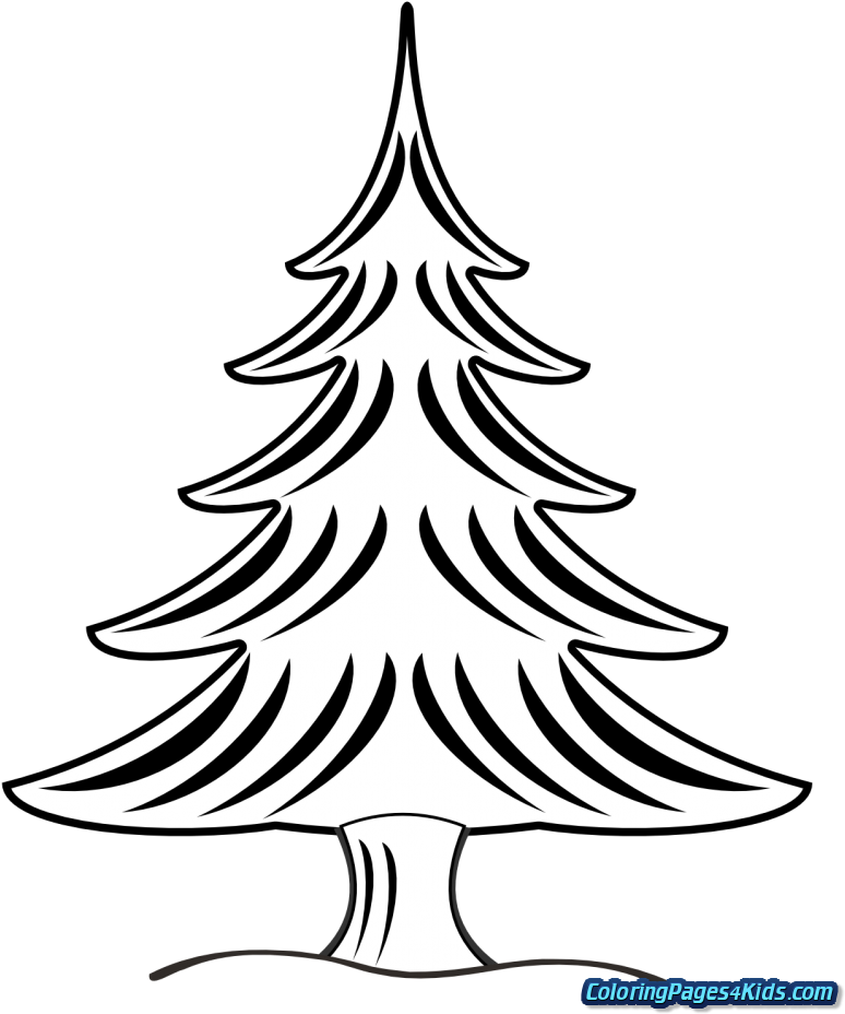 Christmas Tree With Presents Coloring Pages For Kids - Christmas Tree 4 Shower Curtain (834x1024), Png Download