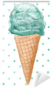 Watercolor Ice Cream Cone On Seamless Background Hand - Watercolor Ice Cream Cone (400x400), Png Download