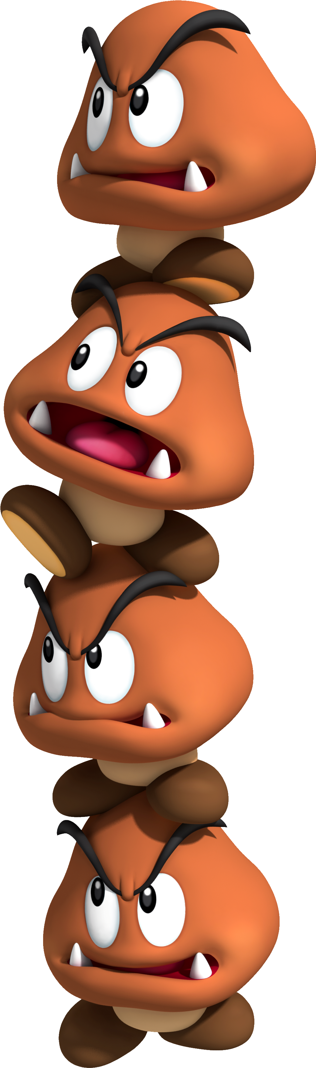 Goomba Transparent Stacked - Super Mario Goomba Tower (1115x3551), Png Download