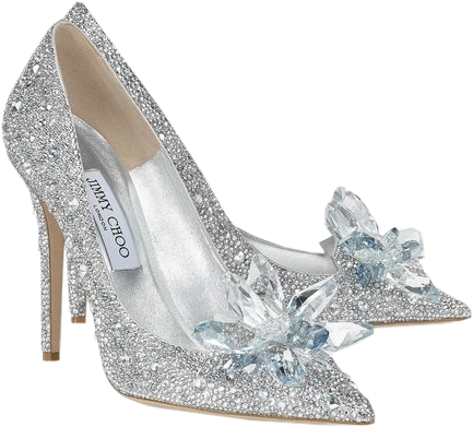 Cinderella Glass Wedding Shoes - Jimmy Choo Cinderella Shoes (433x391), Png Download