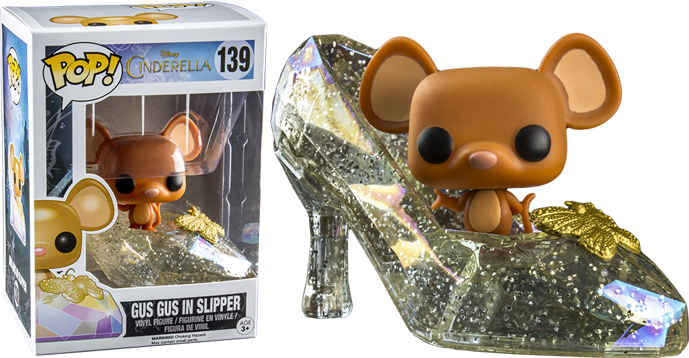 Gus Gus In Clear Glitter Slipper Pop Vinyl Figure - Funko Pop Gus Gus In Slipper (1000x520), Png Download