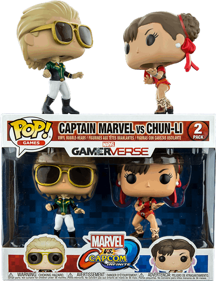 Marvel Vs Capcom - Funko Pop! Marvel Vs Capcom - Captain Marvel Vs Chun-li (600x600), Png Download