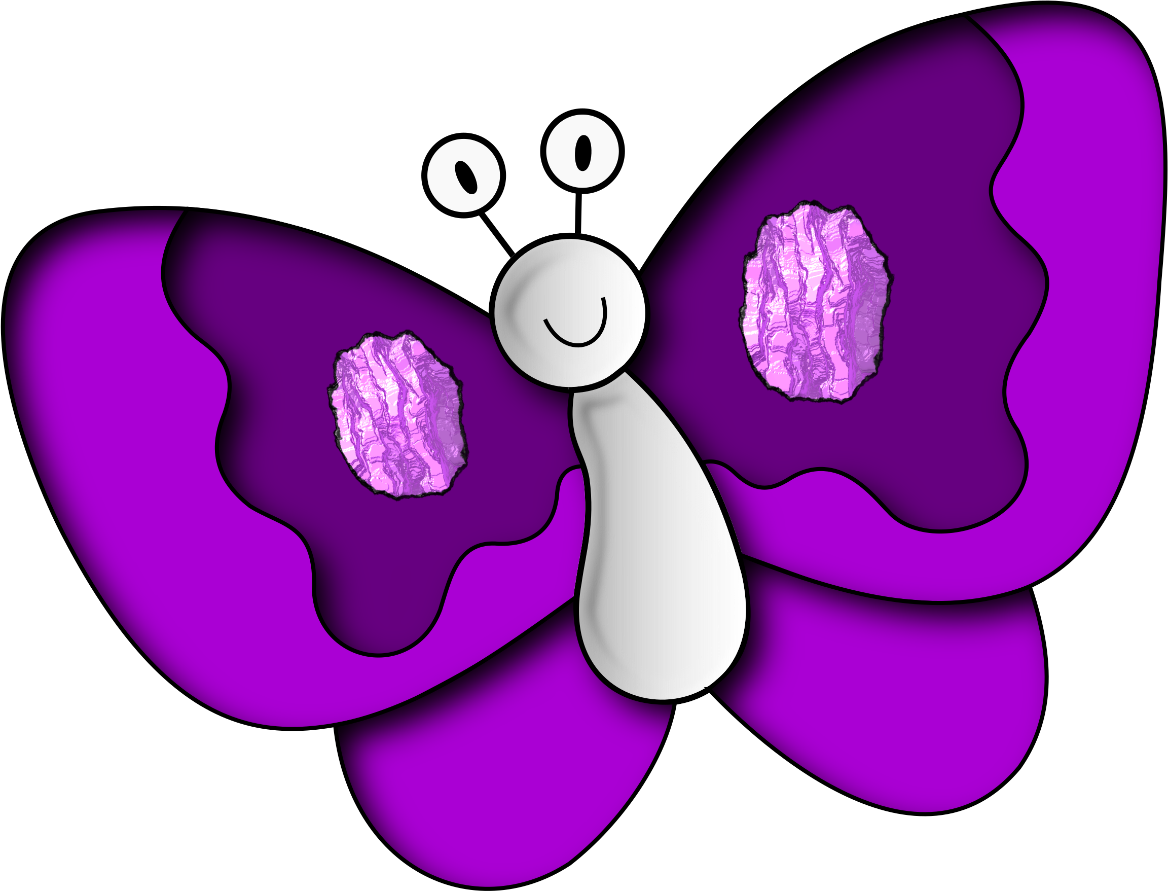 Butterfly Clipart Purple Butterfly - Cartoon Purple Butterfly (2400x2400), Png Download