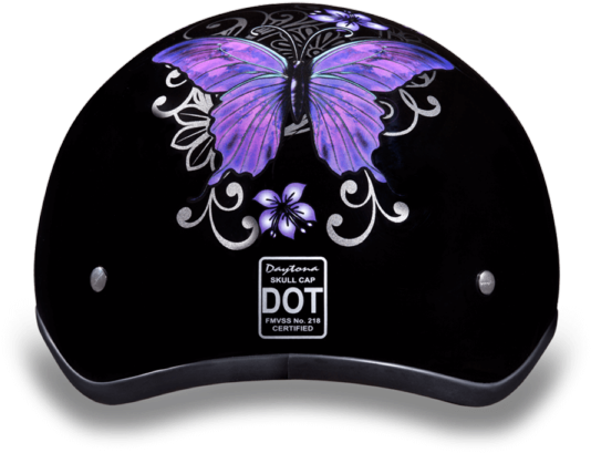Daytona Helmet D.o.t. Daytona Skull Cap- W/ Butterfly (600x600), Png Download