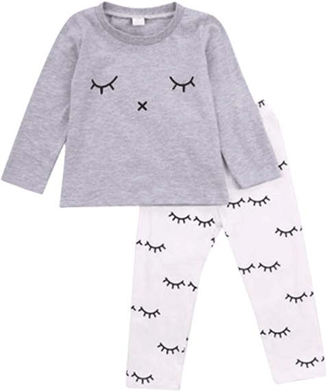 Petite Bello Clothing Set 0-6months Closed Eyes Clothing - Two Piece Baby Clothing Set Smile Eyelash Printed Eyelash (600x600), Png Download