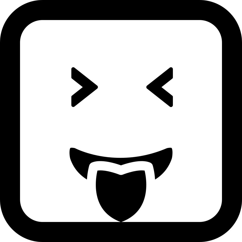 Emoticon Face Square With Tongue Out Of The Mouth And - Square Objects Outline (980x980), Png Download