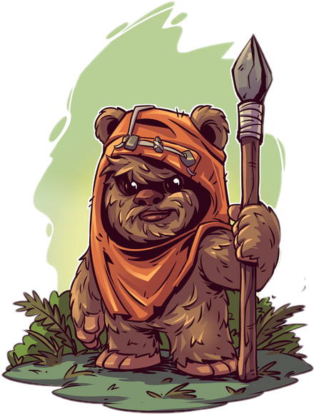 Wicket Sticker - Star Wars Chibi Derek Laufman (440x580), Png Download