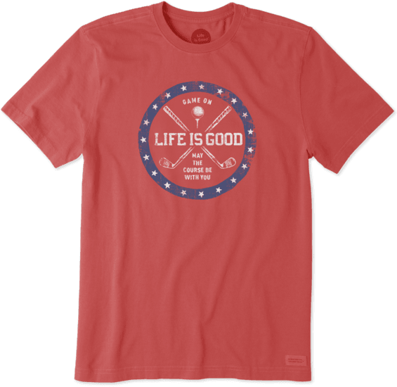 Men's Golf Course Crusher Tee - Life Is Good Men"s Crusher Tee Good Vibes Flag - Pacific (570x570), Png Download