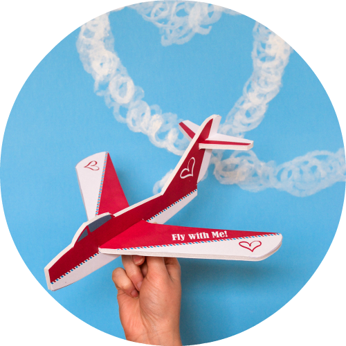 Learn & Play - Airplane Valentine's Day (500x500), Png Download