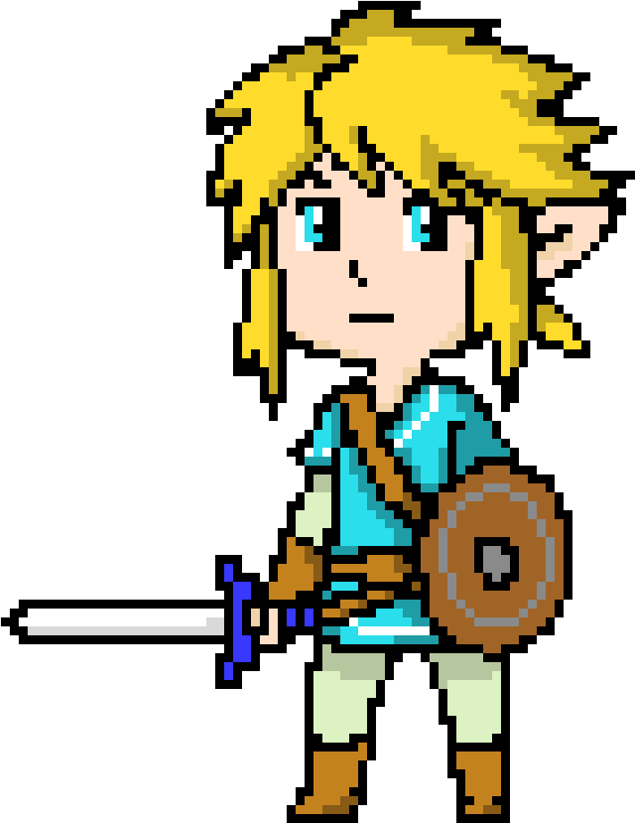 Breath Of The Wild Pixel Link - The Legend Of Zelda (740x950), Png Download