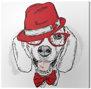 Funny Dog With Hat And Glasses - Laima Bz061 Dog With Earphone Pattern Pillow Case (400x400), Png Download