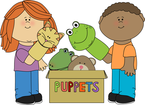 Kids Playing With Puppets - Puppets Clipart (500x364), Png Download