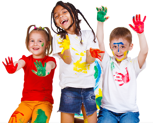 Children Playing With Paint - Children Paint Png (624x502), Png Download