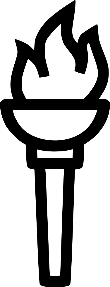 Game Fire Flame Olympic Torch Light Comments - Olympic Torch Clip Art Black And White (376x980), Png Download