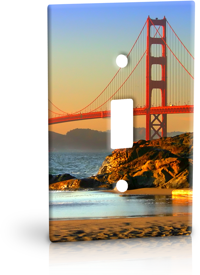 Acrylic Print Light Switch Panels - Golden Gate Bridge (691x950), Png Download