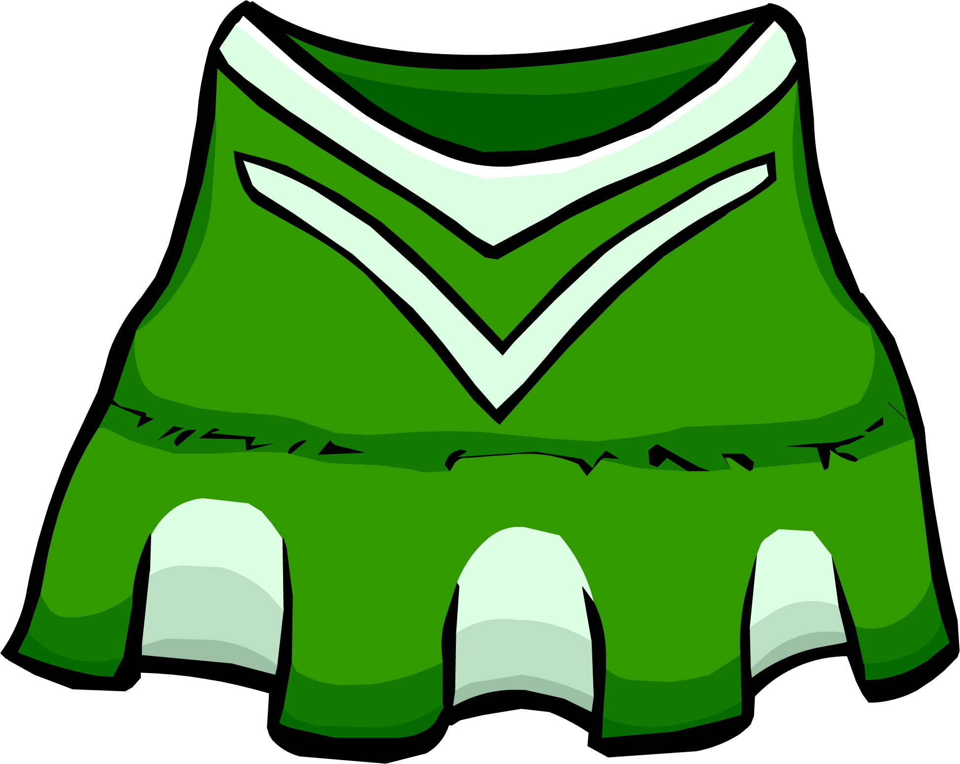 Green Cheerleader Clothing Icon Id 4116 - Club Penguin Cheerleader (1950x1553), Png Download